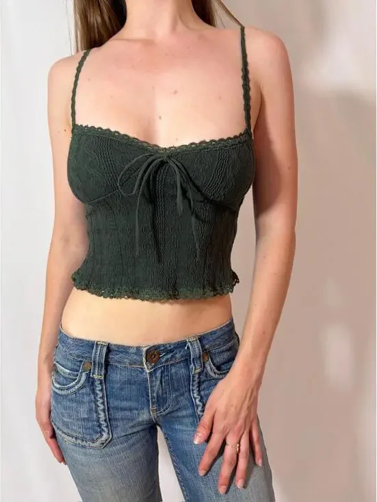 Forest Green Edikted Sweetheart Cropped Cami - Picture 8 of 8